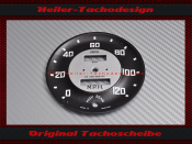 Tachoscheibe für Austin Healey Frogeye Sprite Smiths MK1 100M BNe Ø92 mm 120 Mph zu 200 Kmh
